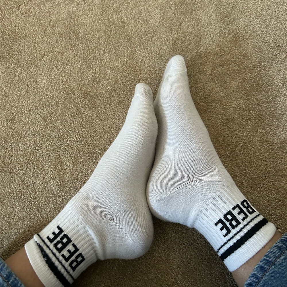 White BEBE Crew Socks